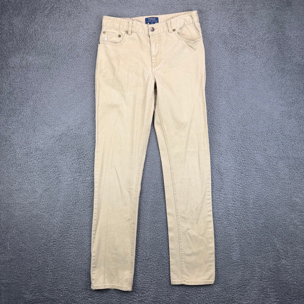 Polo Ralph Lauren Kids Tan Chino Pants Size 16 Khaki Straight Leg Cotton Twill